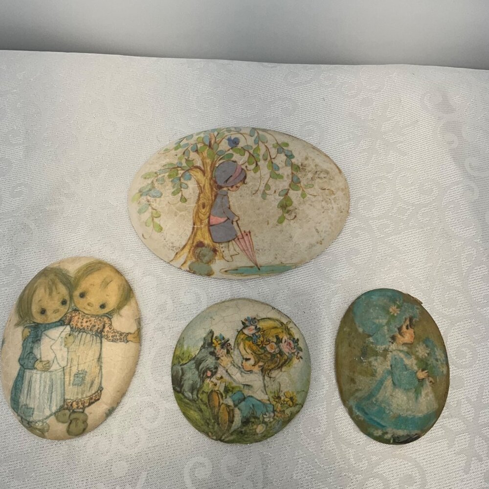 Vintage‎ Holly Hobbie Decoupage Wall Decorations Set/4